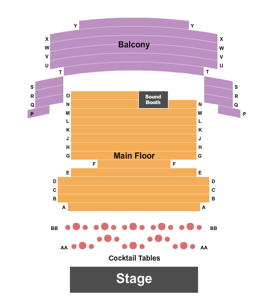 Tower Theatre - OR Seating Chart: Endstage w/ Tables
