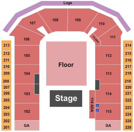 Town Toyota Center Seating Chart: Endstage Rsvd Floor