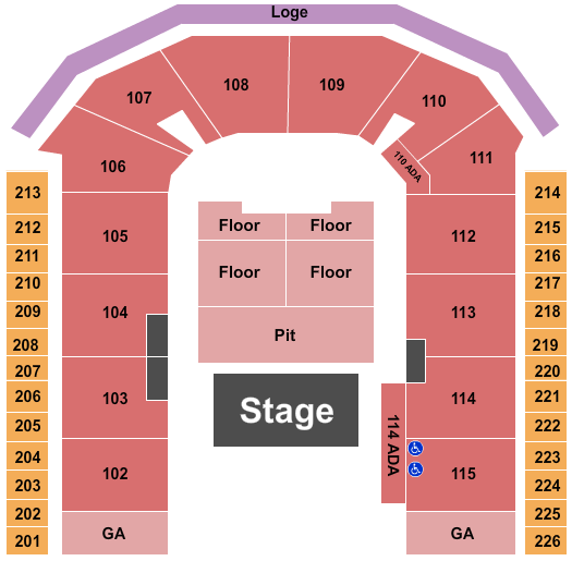 Town Toyota Center Seating Chart: Half House GA Pit/RSV