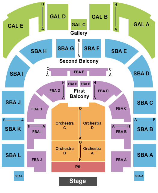 Township Auditorium Seating Chart: Endstage Pit