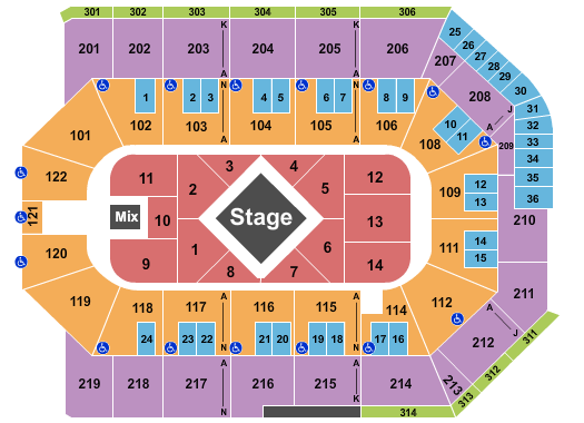 Toyota Arena - Ontario Seating Chart: Center Stage 2