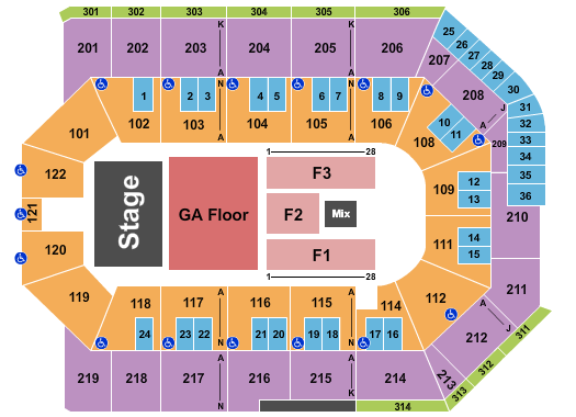 Toyota Arena - Ontario Seating Chart: Endstage GA Floor 3