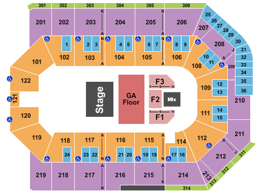 Toyota Arena - Ontario Seating Chart: Endstage GA Floor 4