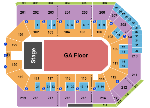 Toyota Arena - Ontario Seating Chart: Endstage GA Floor