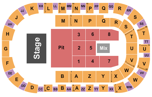 Toyota Center - Kennewick Seating Chart: Endstage GA Pit 2