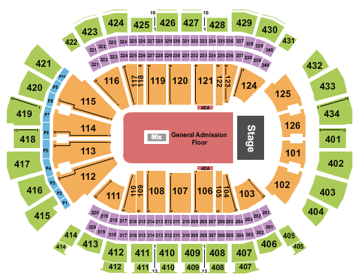 Toyota Center - TX Seating Chart: Endstage GA Floor