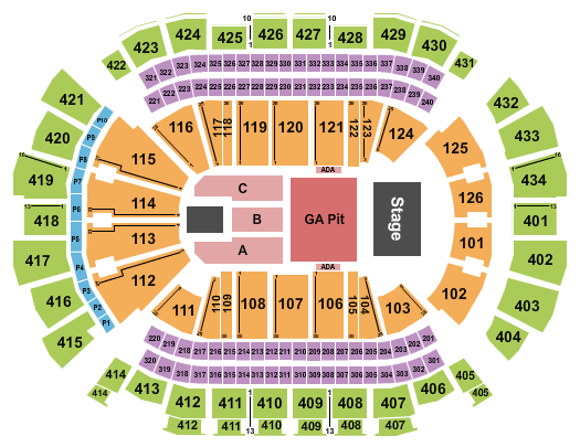 Toyota Center - TX Seating Chart: Endstage GA Pit 2