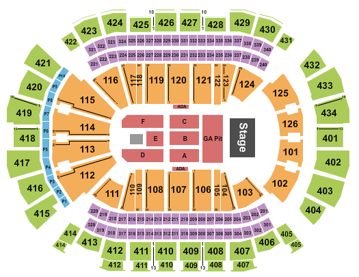 Toyota Center - TX Seating Chart: Endstage GA Pit 3