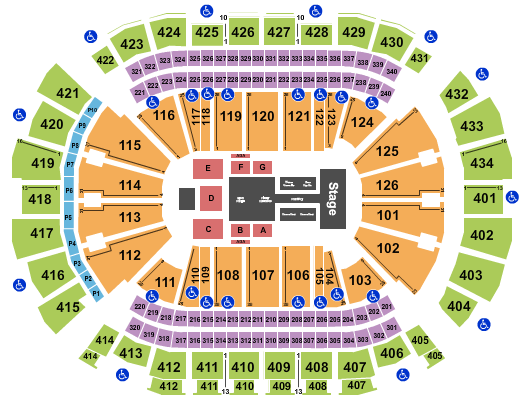 Toyota Center - TX Seating Chart: Gold Over America Tour