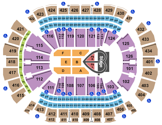 Toyota Center - TX Seating Chart: Pink