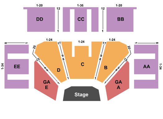 Treasure Island Event Center - MN Seating Chart: Endstage GA E&A