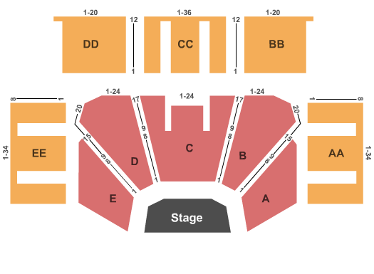 Treasure Island Event Center - MN Seating Chart: End Stage