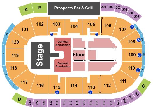 Tribute Communities Centre Seating Chart: Endstage Pit w/ Catwalk