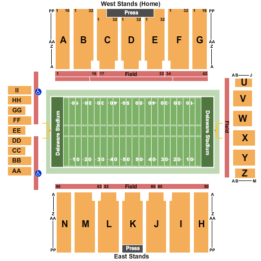 Tubby Raymond Field at Delaware Stadium Map