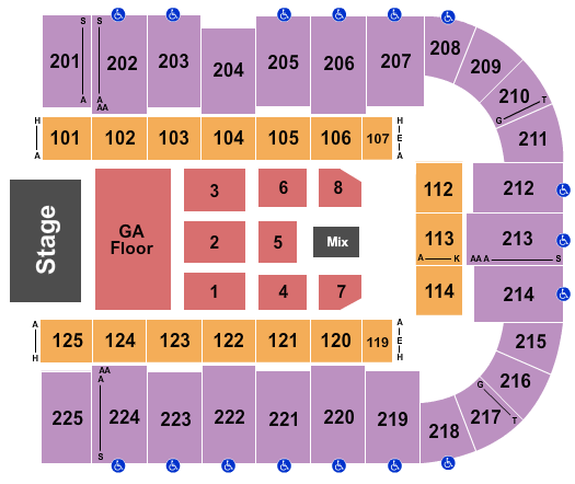 Tucson Arena At Tucson Convention Center Seating Chart: Endstage Front GA Floor