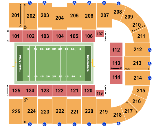 Tucson Arena At Tucson Convention Center Seating Chart: Football