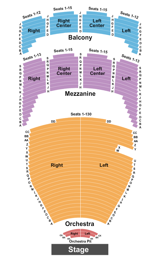 Chapman Music Hall at Tulsa Performing Arts Center Seating Chart: Endstage Pit