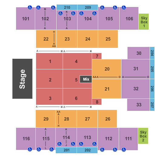 Event Center at Turning Stone Resort & Casino Seating Chart