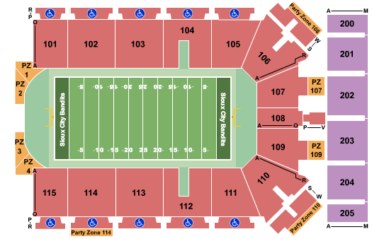 Tyson Events Center - Fleet Farm Arena Seating Chart: Football 2