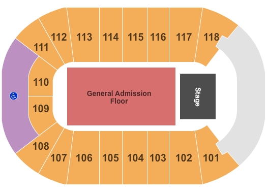 UBC Thunderbird Arena Seating Chart: End Stage GA Floor