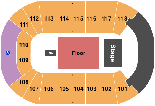 UBC Thunderbird Arena Seating Chart: Endstage GA Floor 2