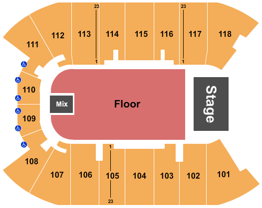 UBC Thunderbird Arena Seating Chart: Endstage GA Floor 3