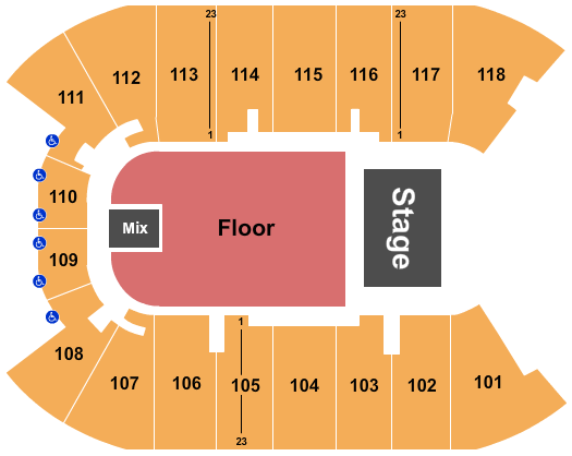 UBC - Doug Mitchell Thunderbird Sports Centre Seating Chart: Endstage GA Floor 4