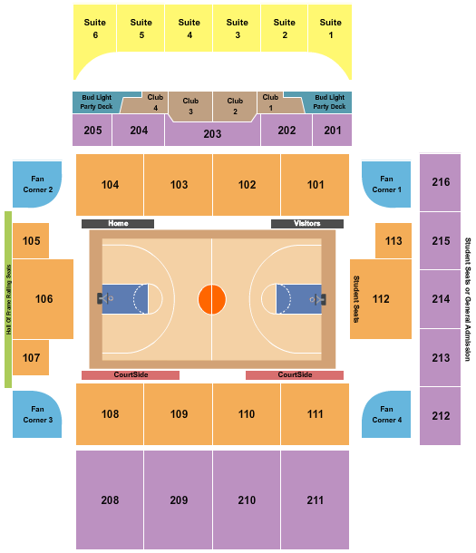 UPMC Cooper Fieldhouse Seating Chart: Basketball