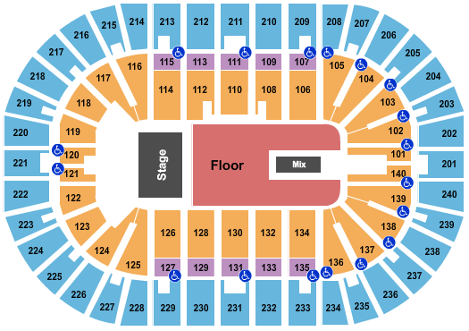 Heritage Bank Center Seating Chart: End Stage GA Floor 2