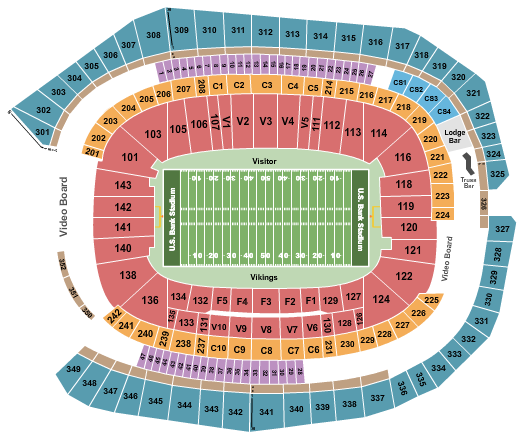 US Bank Stadium Seating Chart: Football NO VFS