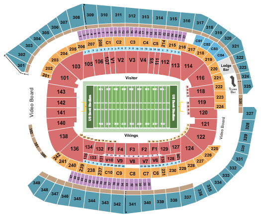 US Bank Stadium Seating Chart: Football NO VFS