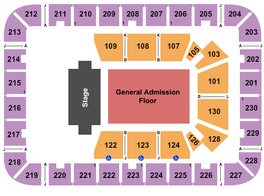 ExploreAsheville.com Arena at Harrah's Cherokee Center Seating Chart: Endstage GA Floor