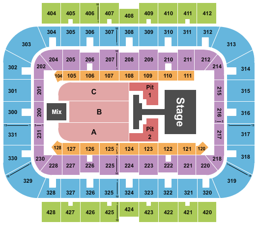 UWM Panther Arena Seating Chart: Endstage Pit 1-2
