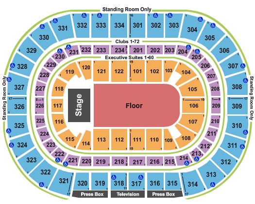 United Center Seating Chart: End Stage GA Floor 2