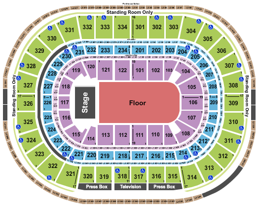 United Center Seating Chart: End Stage GA Floor 2