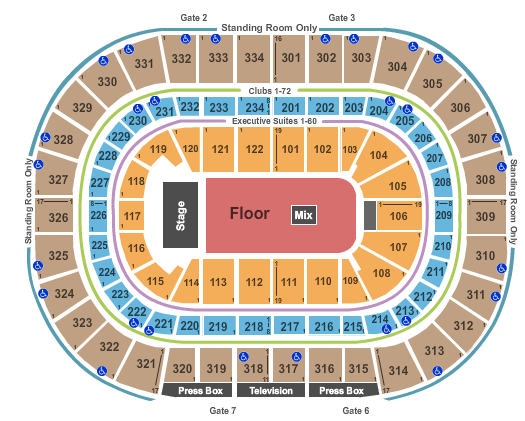 United Center Seating Chart: End Stage GA Floor