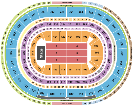 United Center Seating Chart: Endstage Res 1-6
