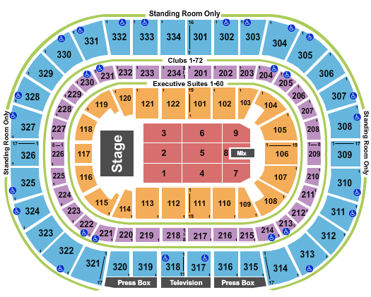 United Center Seating Chart: Endstage Reserved