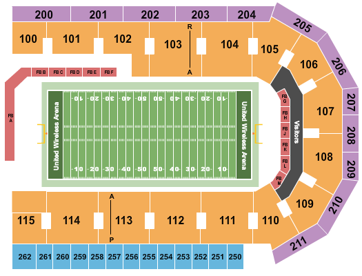 United Wireless Arena Seating Chart: Football