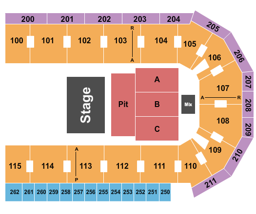 United Wireless Arena Seating Chart: Half House Pit/RSV Floor
