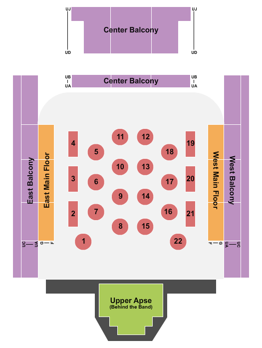 Universal Preservation Hall Seating Chart: Endstage Tables