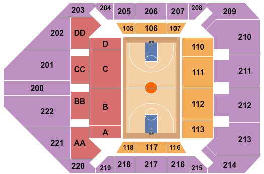 University Arena at Read Fieldhouse Seating Chart: Basketball - Mens