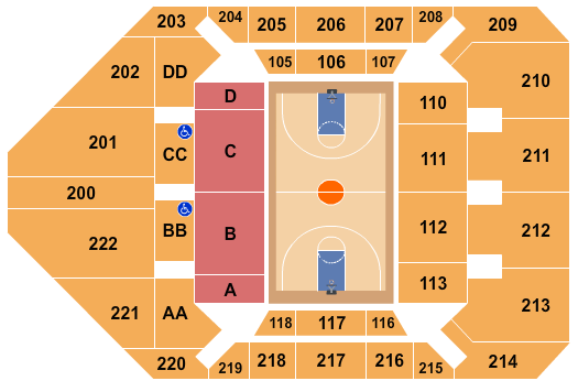 University Arena at Read Fieldhouse Seating Chart: Basketball - Womens