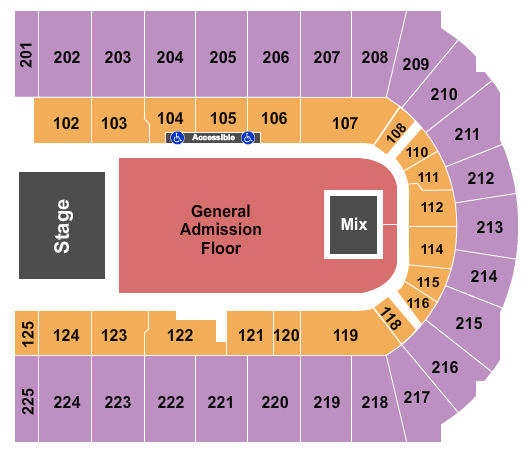 Upstate Medical University Arena at Onondaga County War Memorial Seating Chart: Endstage GA Floor