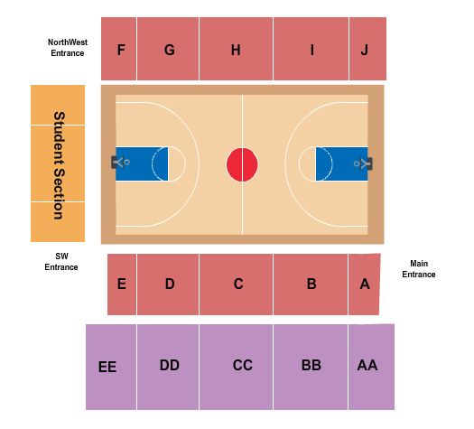 Valparaiso Athletics Recreation Center Seating Chart: Basketball