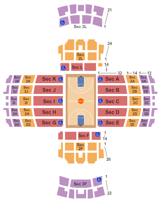 Vanderbilt University Memorial Gymnasium Seating Chart: Basketball