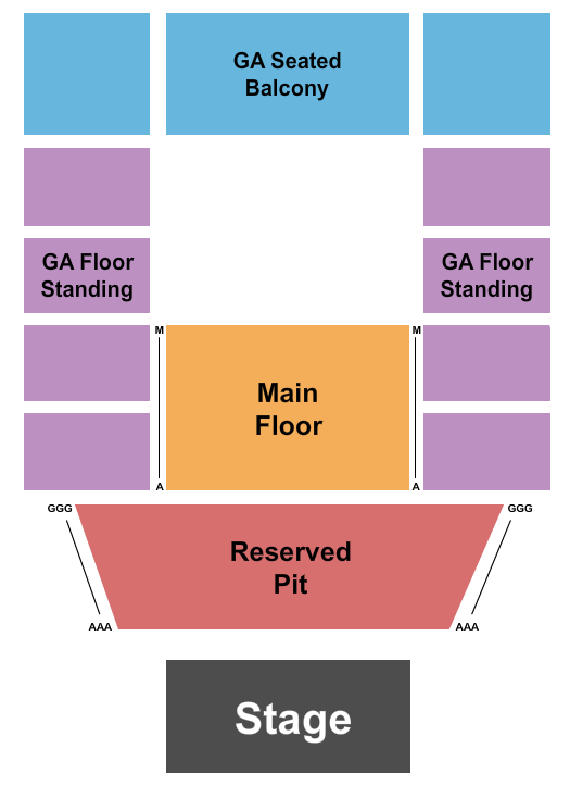 Variety Playhouse Seating Chart: Endstage RSV Pit & GA Flr/Blc