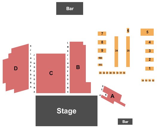 Ventura Music Hall Seating Chart: Reserved Floor & Tables