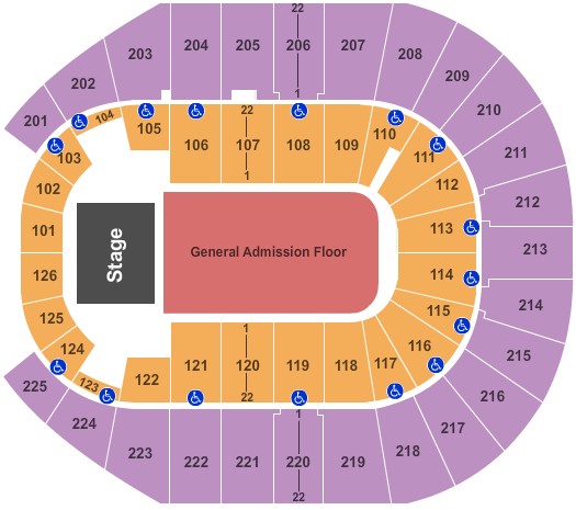 Simmons Bank Arena Seating Chart: Endstage GA Floor 2