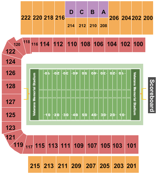 Veterans Memorial Stadium - AL Seating Chart: Football 1